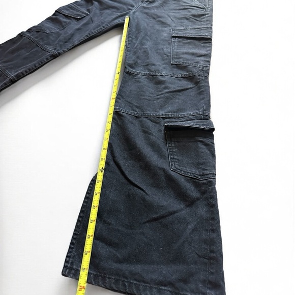 Zara Mid Waist Washed Black Denim Cargo Jeans US 6 - Picture 11 of 14